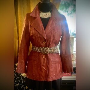 Vintage 1970’s- Learsi - Rust Red Color- Uruguay Genuine Leather Jacket